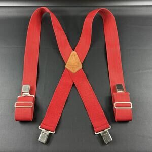 Vintage Craftsman Red 2” Work Suspenders 940475 Heavy Duty Adjustable USA